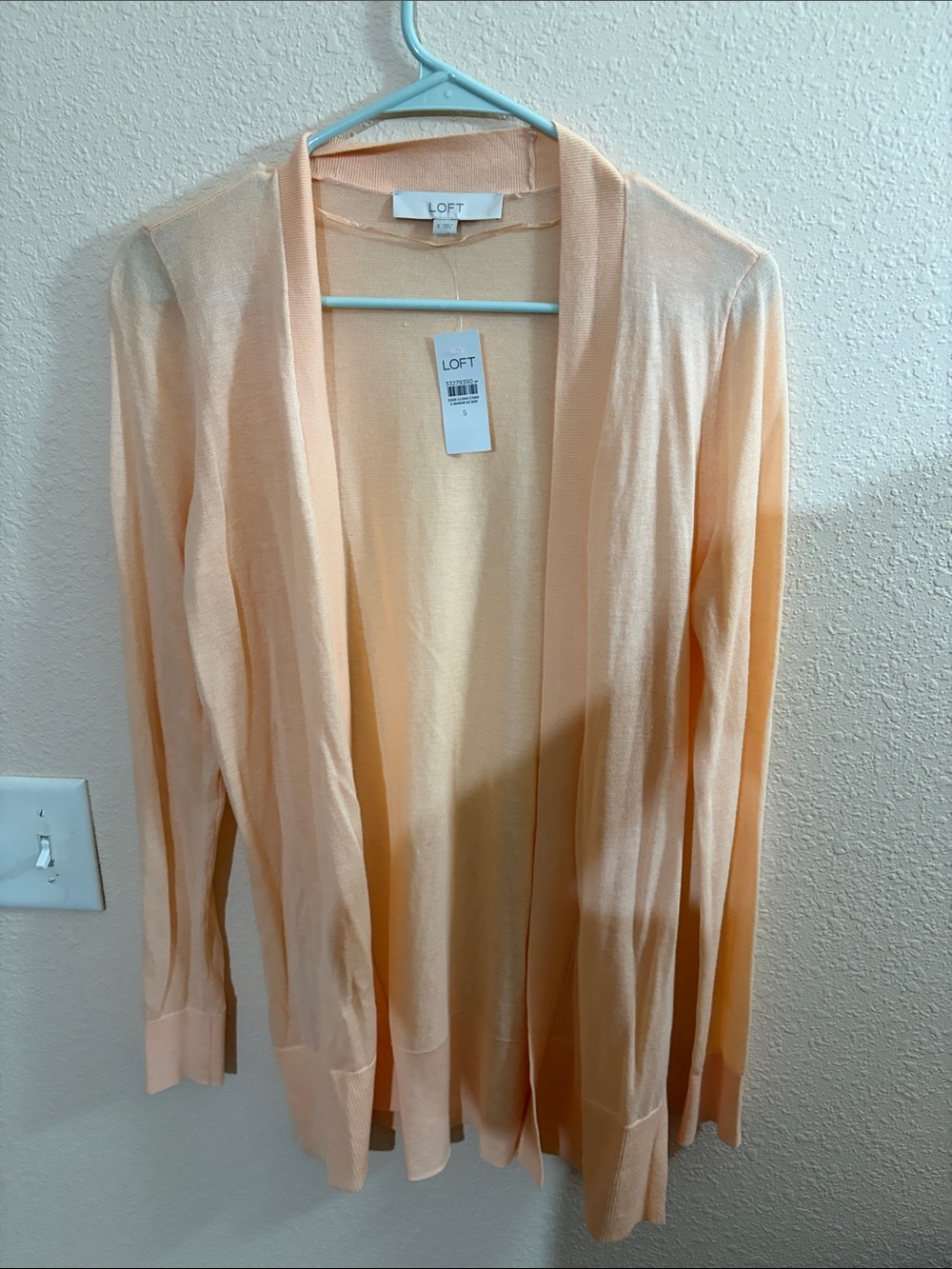 NWT LOFT Lightweight Open-Front Peach Cardigan Sweater